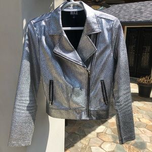 Silver Foil Metallic Moto Jacket Size Small